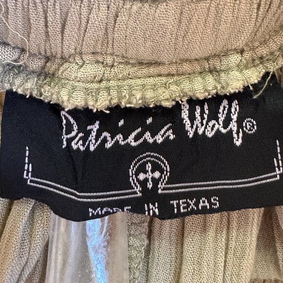 Patricia Wolf Broomstick Maxi Skirt Sage Green Tiered Unlined Elastic Waist - Picture 4 of 7